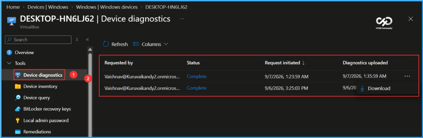Collect Device Diagnostics Logs from Intune — figure 3